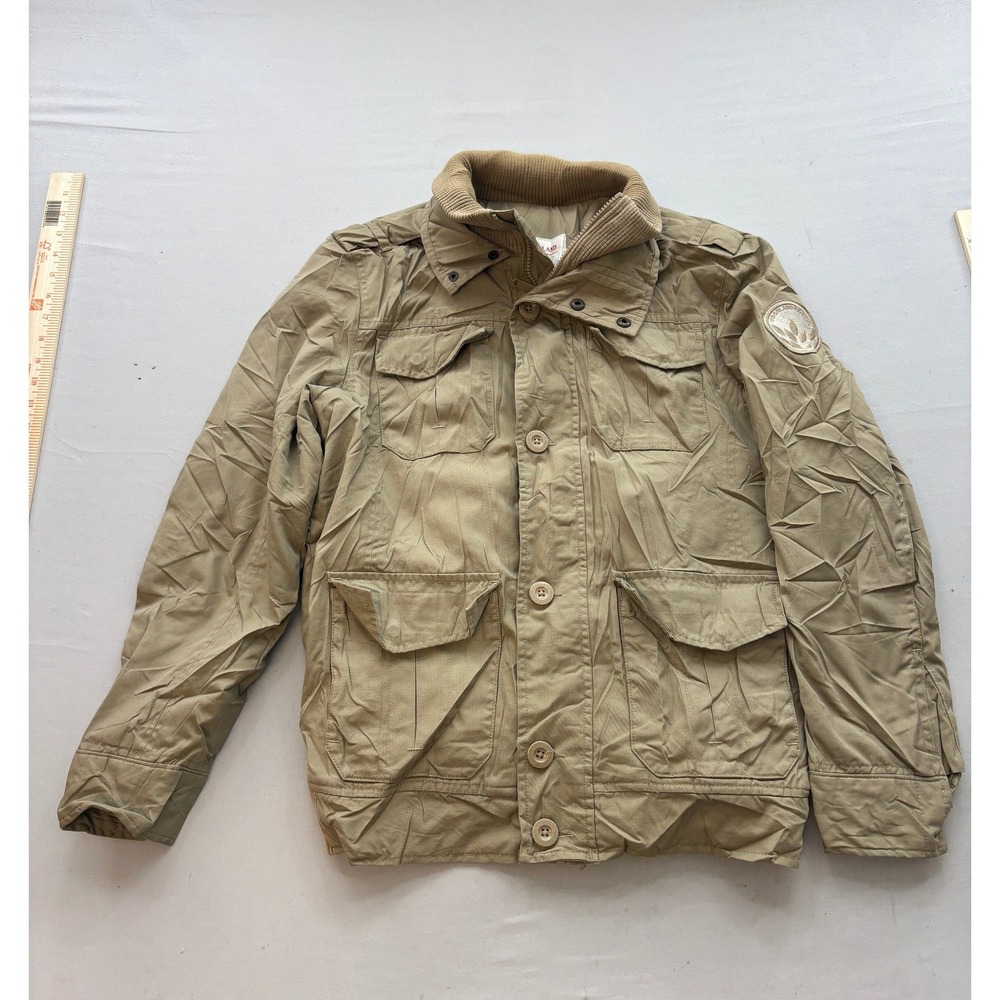 Woodland Outdoor Adventure Gear Mens Khaki Field Jacket Tan Size Small Utility
